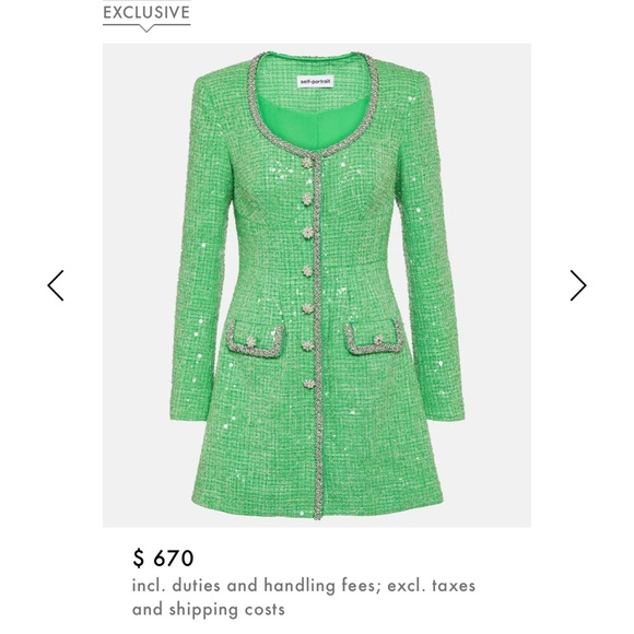 Self Portrait Long sleeve green dress with diamonds and sparkles! Never worn! - Picture 11 of 11